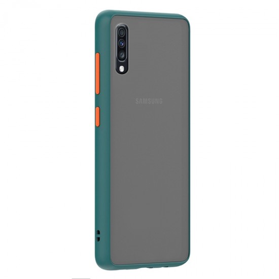 Husa spate Button Case pentru Samsung Galaxy A30s - Turcoaz / Portocaliu