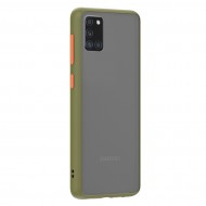Husa spate Button Case pentru Samsung Galaxy A31 - Army / Portocaliu