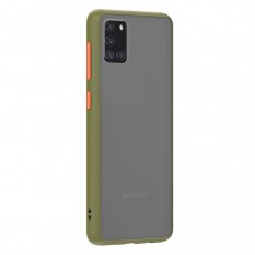 Husa spate Button Case pentru Samsung Galaxy A31 - Army / Portocaliu