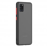 Husa spate Button Case pentru Samsung Galaxy A31 - Negru / Rosu