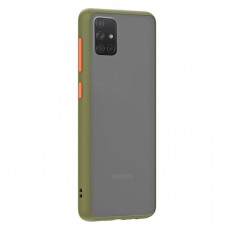 Husa spate Button Case pentru Samsung Galaxy M51 - Army / Portocaliu