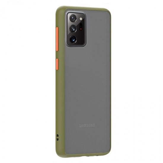 Husa spate Button Case pentru Samsung Galaxy Note 20 - Army / Portocaliu