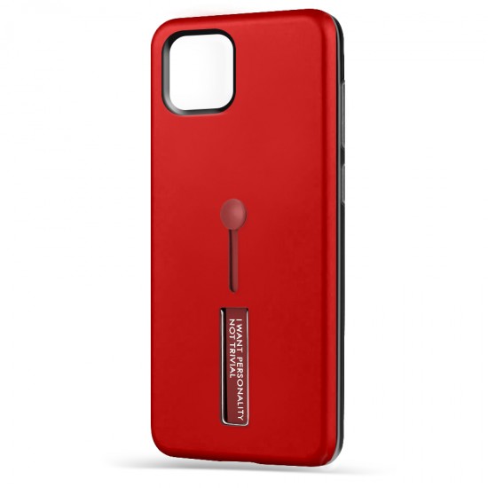 Husa Spate Hard Case Stand pentru Huawei Y5P - Rosu