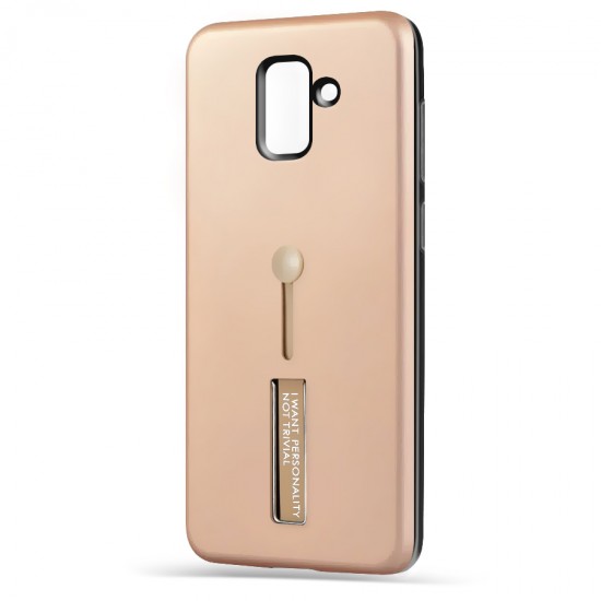 Husa Spate Hard Case Stand pentru Samsung A8 2018 - Gold