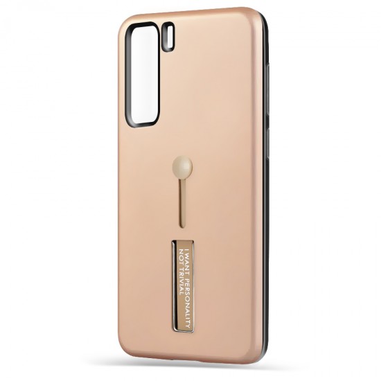 Husa Spate Hard Case Stand pentru Huawei P40 Lite 5G - Gold