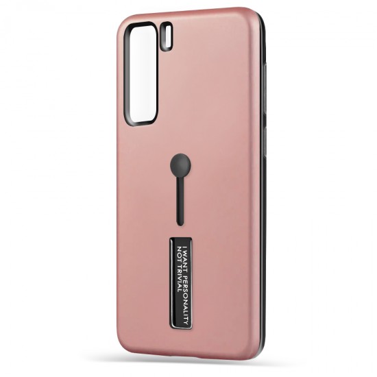 Husa Spate Hard Case Stand pentru Huawei P40 Lite 5G - Rose