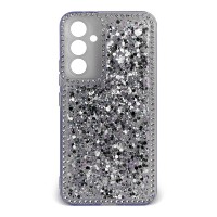 Husa spate pentru Samsung Galaxy A24 - Hermosa Case Bleu cu sclipici si cristale