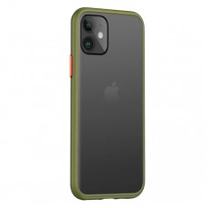Husa spate Button Case pentru iPhone 11 Pro Max - Army / Portocaliu Husa spate Button Case pentru iPhone 11 Pro Max - Army / Portocaliu