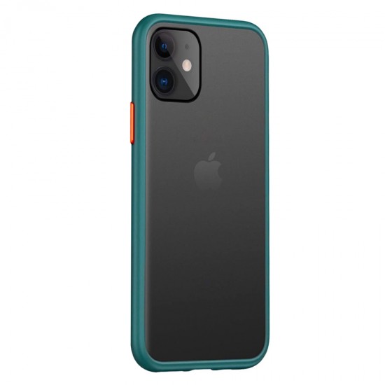 Husa spate Button Case pentru iPhone 11 Pro Max - Turcoaz / Portocaliu