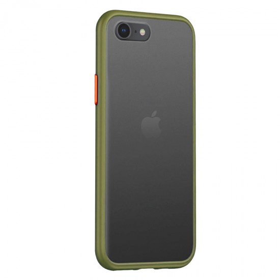 Husa spate Button Case pentru iPhone 8 Plus - Army / Portocaliu