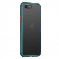 Husa spate Button Case pentru iPhone 8 Plus - Turcoaz / Portocaliu Husa spate Button Case pentru iPhone 8 Plus - Turcoaz / Portocaliu