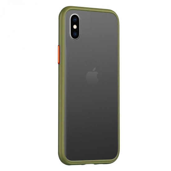 Husa spate Button Case pentru iPhone SE 2020 - Army / Portocaliu