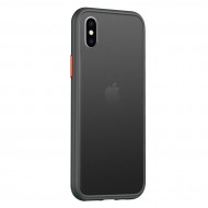 Husa spate Button Case pentru iPhone SE 2020 - Negru / Rosu
