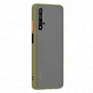 Husa spate Button Case pentru Huawei Nova 5T - Army / Portocaliu