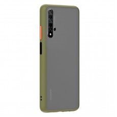 Husa spate Button Case pentru Huawei Nova 5T - Army / Portocaliu Husa spate Button Case pentru Huawei Nova 5T - Army / Portocaliu