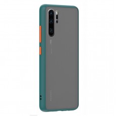 Husa spate Button Case pentru Huawei P30 Pro - Turcoaz / Portocaliu