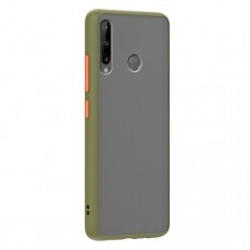 Husa spate Button Case pentru Huawei P40 Lite E - Army / Portocaliu