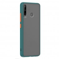 Husa spate Button Case pentru Huawei P40 Lite E - Turcoaz / Portocaliu