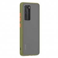 Husa spate Button Case pentru Huawei P40 Pro - Army / Portocaliu