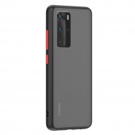 Husa spate Button Case pentru Huawei P40 Pro - Negru / Rosu