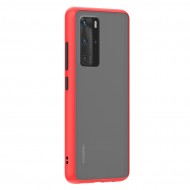 Husa spate Button Case pentru Huawei P40 Pro - Rosu / Negru