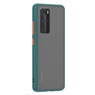 Husa spate Button Case pentru Huawei P40 Pro - Turcoaz / Portocaliu