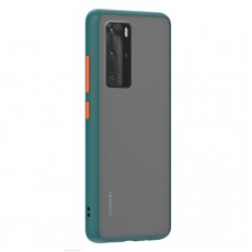 Husa spate Button Case pentru Huawei P40 Pro - Turcoaz / Portocaliu