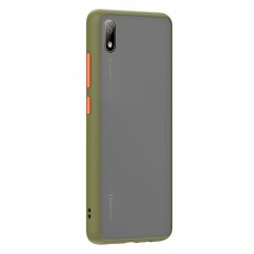 Husa spate Button Case pentru Huawei Y5 2019 - Army / Portocaliu