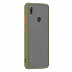 Husa spate Button Case pentru Huawei Y7 Prime 2019 - Army / Portocaliu Husa spate Button Case pentru Huawei Y7 Prime 2019 - Army / Portocaliu