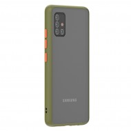 Husa spate Button Case pentru Samsung Galaxy A51 - Army / Portocaliu Husa spate Button Case pentru Samsung Galaxy A51 - Army / Portocaliu