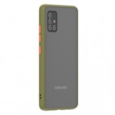 Husa spate Button Case pentru Samsung Galaxy A51 - Army / Portocaliu