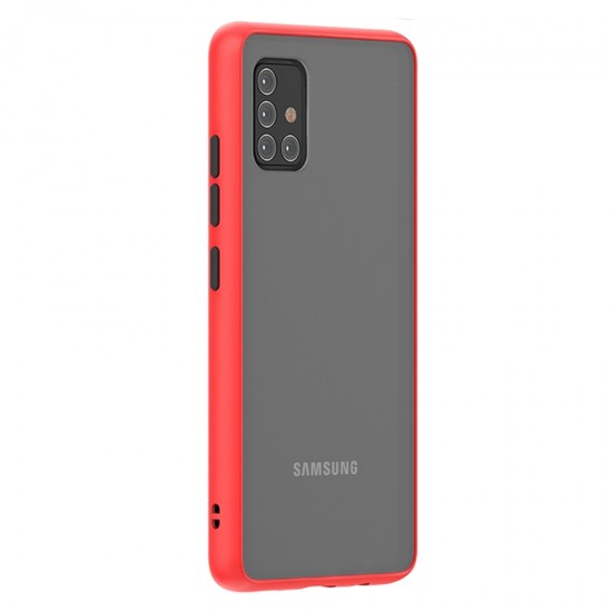 Husa spate Button Case Samsung Galaxy A51 - Rosu / Negru