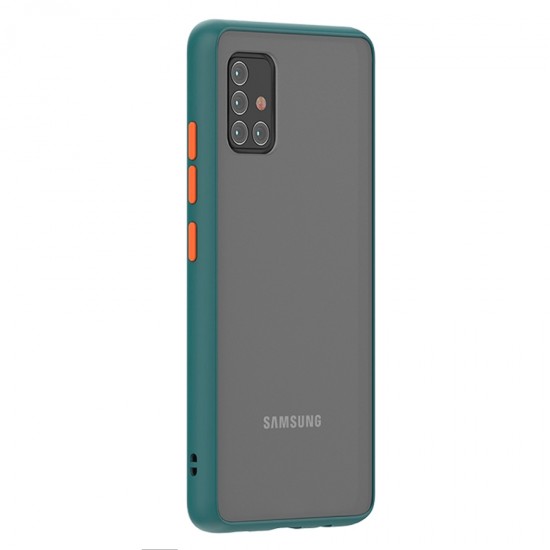 Husa spate Button Case pentru Samsung Galaxy A51 - Turcoaz / Portocaliu