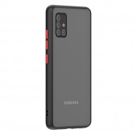 Husa spate Button Case pentru Samsung Galaxy A71 - Negru / Rosu Husa spate Button Case pentru Samsung Galaxy A71 - Negru / Rosu