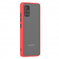 Husa spate Button Case pentru Samsung Galaxy A71 - Rosu / Negru Husa spate Button Case pentru Samsung Galaxy A71 - Rosu / Negru
