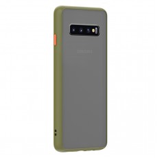 Husa spate Button Case pentru Samsung Galaxy S10+ - Army / Portocaliu