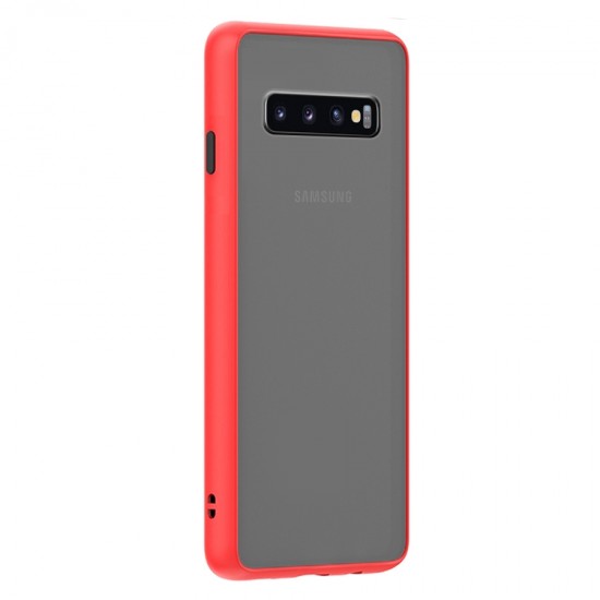 Husa spate Button Case pentru Samsung Galaxy S10+ - Rosu / Negru