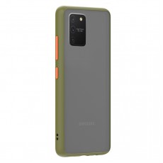 Husa spate Button Case pentru Samsung Galaxy S10 Lite - Army / Portocaliu