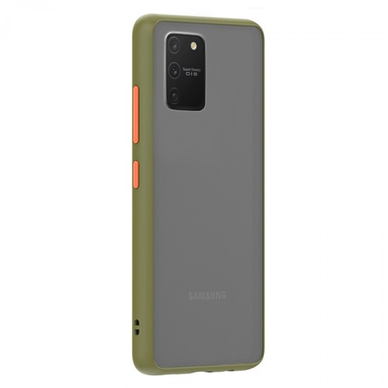 Husa spate Button Case pentru Samsung Galaxy S10 Lite - Army / Portocaliu