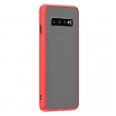 Husa spate Button Case pentru Samsung Galaxy S10 - Rosu / Negru Husa spate Button Case pentru Samsung Galaxy S10 - Rosu / Negru