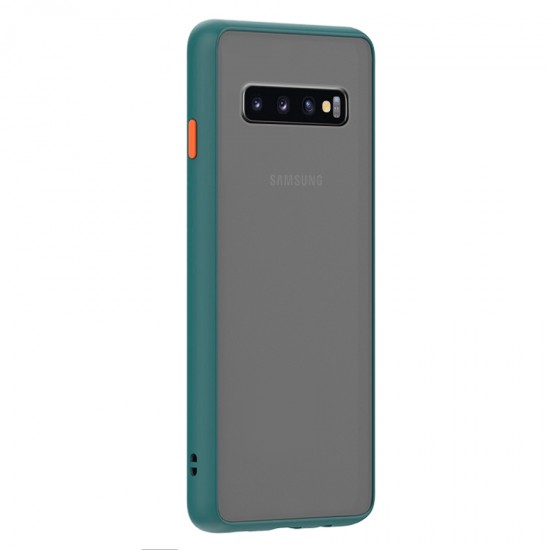 Husa spate Button Case pentru Samsung Galaxy S10 - Turcoaz / Portocaliu