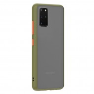 Husa spate Button Case pentru Samsung Galaxy S20+ - Army / Portocaliu