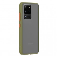 Husa spate Button Case pentru Samsung Galaxy S20 Ultra - Army / Portocaliu