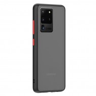 Husa spate Button Case pentru Samsung Galaxy S20 Ultra - Negru / Rosu