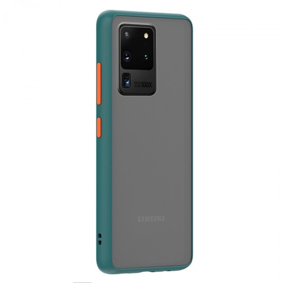 Husa spate Button Case pentru Samsung Galaxy S20 Ultra - Turcoaz / Portocaliu