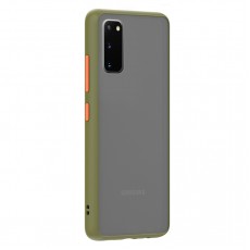 Husa spate Button Case pentru Samsung Galaxy S20 - Army / Portocaliu