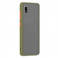 Husa spate Button Case pentru Samsung Galaxy A10 - Army / Portocaliu Husa spate Button Case pentru Samsung Galaxy A10 - Army / Portocaliu
