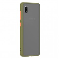 Husa spate Button Case pentru Samsung Galaxy A10 - Army / Portocaliu Husa spate Button Case pentru Samsung Galaxy A10 - Army / Portocaliu