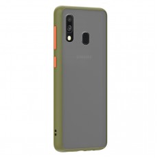 Husa spate Button Case pentru Samsung Galaxy A20e - Army / Portocaliu Husa spate Button Case pentru Samsung Galaxy A20e - Army / Portocaliu