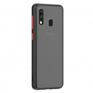 Husa spate Button Case pentru Samsung Galaxy A20e - Negru / Rosu Husa spate Button Case pentru Samsung Galaxy A20e - Negru / Rosu
